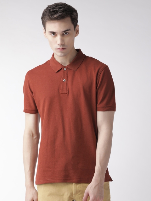 

Marks & Spencer Men Rust Red Solid Polo Collar T-shirt