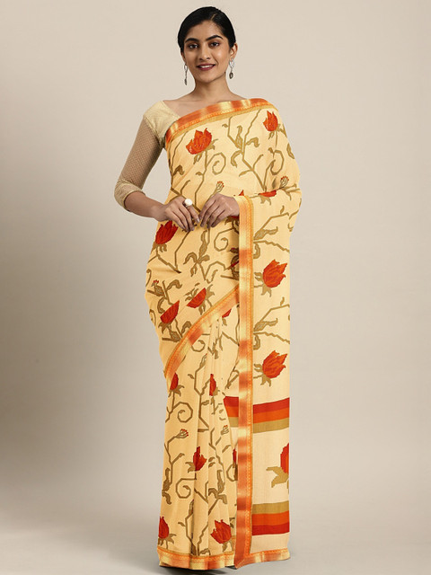 

Triveni Yellow & Red Poly Chiffon Printed Saree