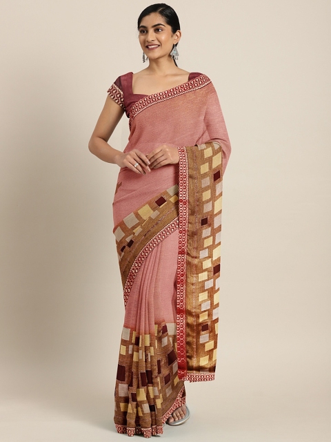 

Triveni Pink Printed Poly Chiffon Saree