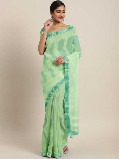 

Triveni Green Printed Poly Chiffon Saree