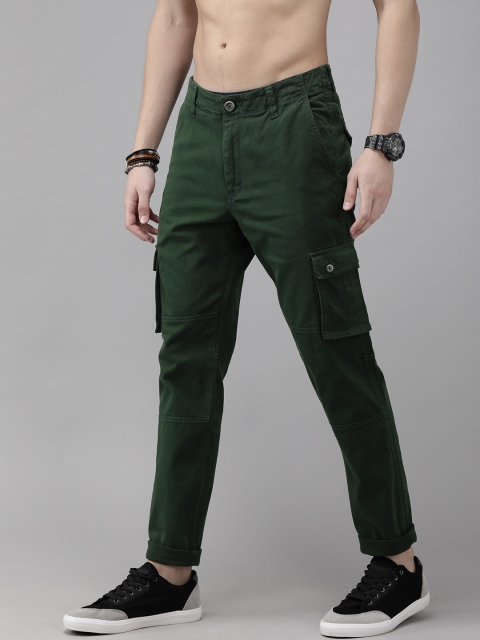 

Roadster Men Green Regular Fit Solid Cargos