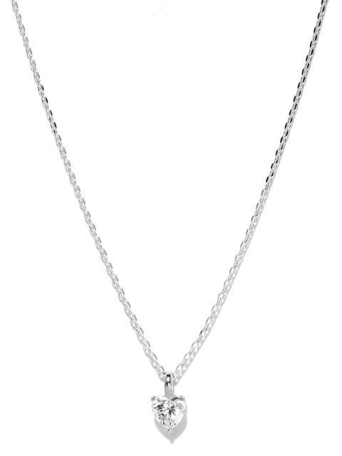 

Clara Women 92.5 Sterling Silver Rhodium Plated CZ-Studded Heart Shaped Pendant with Chain