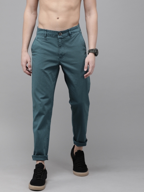 

Roadster Men Teal Green Regular Fit Solid Regular Trousers