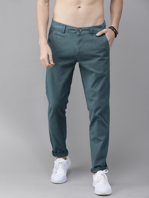 

Roadster Men Teal Blue Slim Fit Solid Chinos