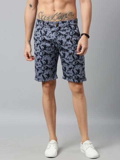 

Roadster Men Blue & Black Printed Regular Fit Chino Shorts
