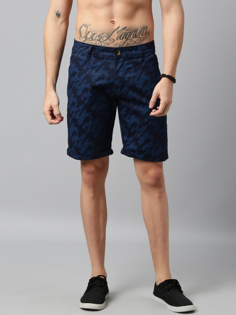 

Roadster Men Navy Blue & Black Printed Regular Fit Chino Shorts