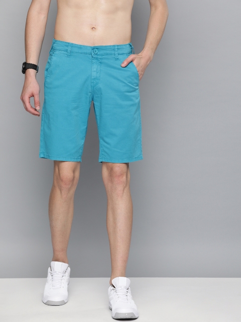 

HERE&NOW Men Turquoise Blue Slim Fit Solid Chino Shorts