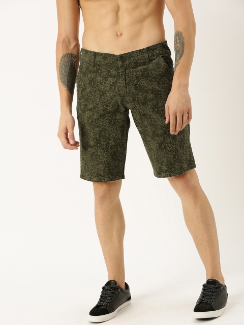 

Moda Rapido Men Olive Green Printed Regular Fit Chino Shorts