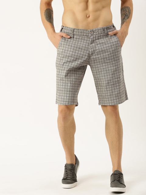 

Moda Rapido Men Grey Checked Regular Fit Chino Shorts