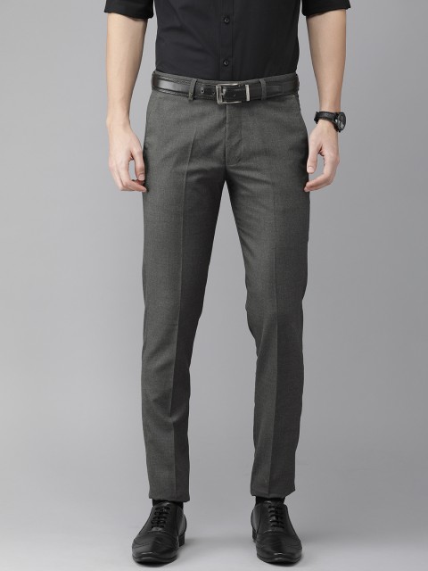 

Turtle Men Grey Ultra Slim Fit Solid Formal Trousers