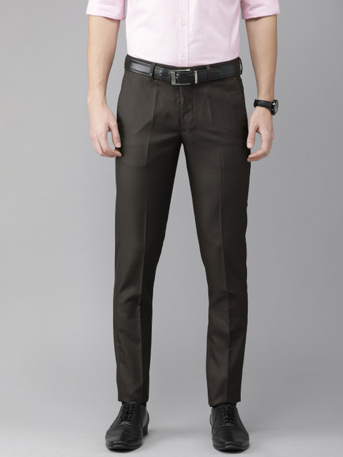 

Turtle Men Brown Ultra Slim Fit Solid Formal Trousers
