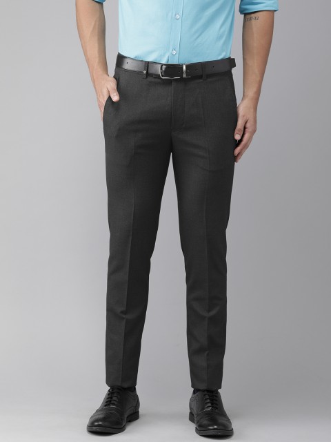 

Turtle Men Charcoal Grey Ultra Slim Fit Solid Formal Trousers