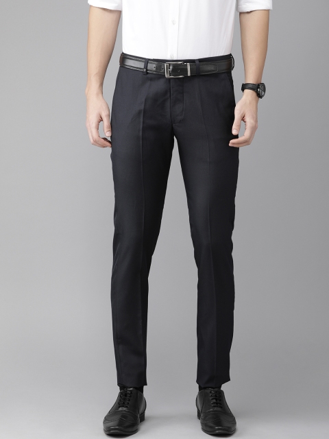 

Turtle Men Navy Blue Ultra Slim Fit Solid Formal Trousers