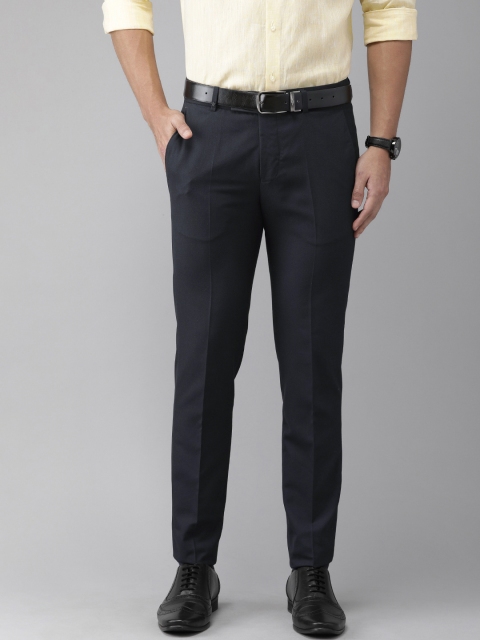 

Turtle Men Navy Blue Ultra Slim Fit Solid Formal Trousers