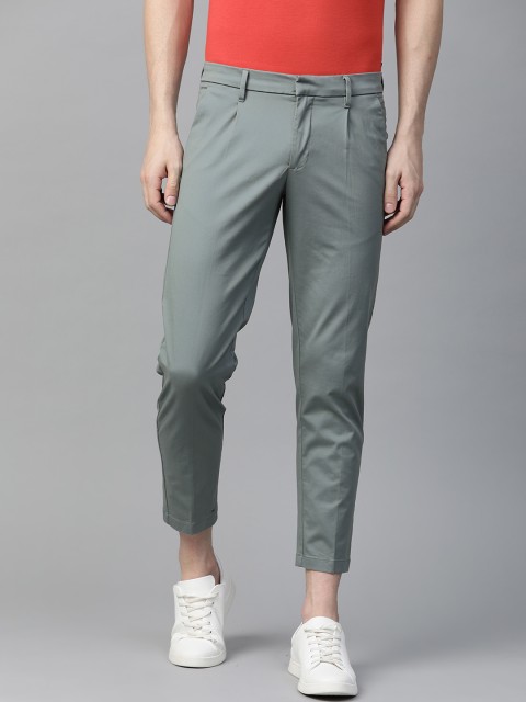 

Allen Solly Men Green Regular Fit Solid Cropped Trousers