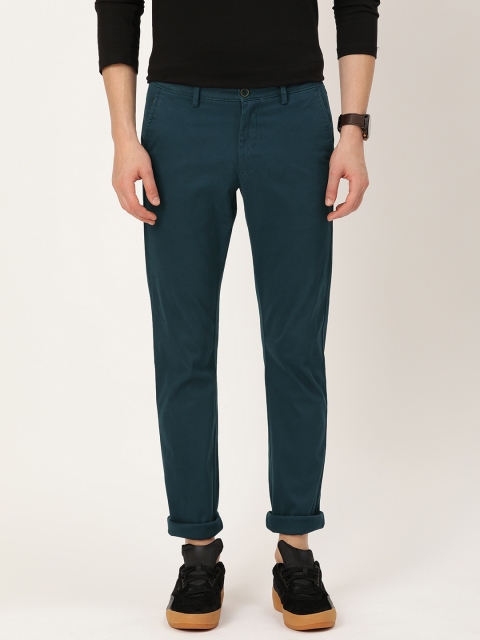 

Allen Solly Men Teal Blue Smart Slim Fit Solid Regular Trousers