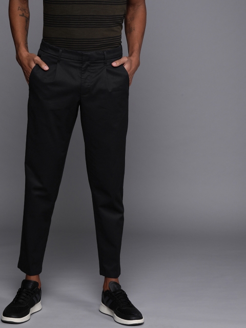 

Allen Solly Men Navy Blue Cropped Fit Solid Chinos