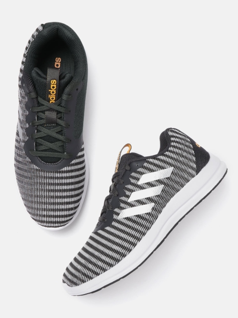 

ADIDAS Men Black & Grey Remit Striped Running Shoes