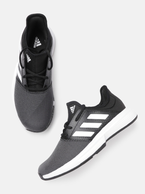 

ADIDAS Women Black & White Game Court Woven Design Tennis Shoes