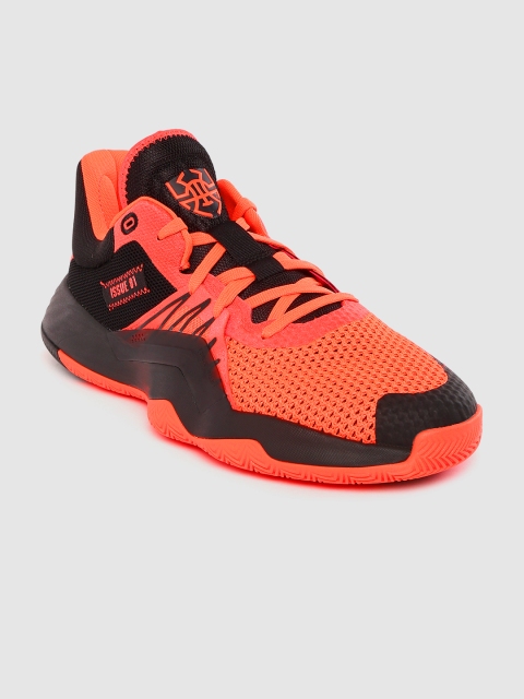 

ADIDAS Men Coral Orange & Black Woven Design D.O.N. Issue 1 Basketball Shoes