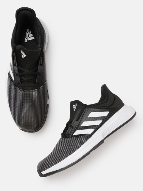 

ADIDAS Men Black & White Game Court Woven Design Tennis Shoes