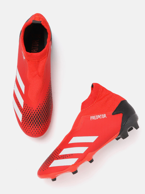 

ADIDAS Men Red & Black Predator 20.3 LL Firm Ground Mid-Top Textured Slip-On Soccer Shoes