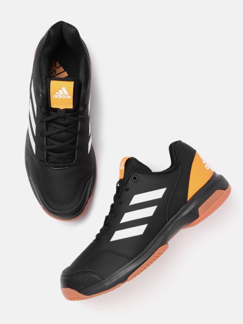 

ADIDAS Men Black & White GUMPTION IND II Perforated Detail Tennis Shoes