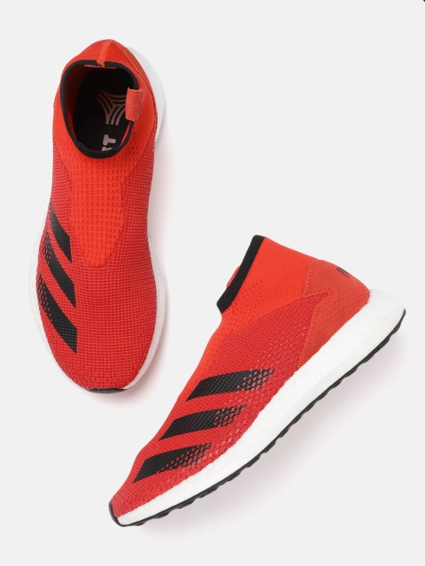 

ADIDAS Men Red & Black Predator 20.1 Turf Mid-Top Woven Design Slip-On Soccer Shoes