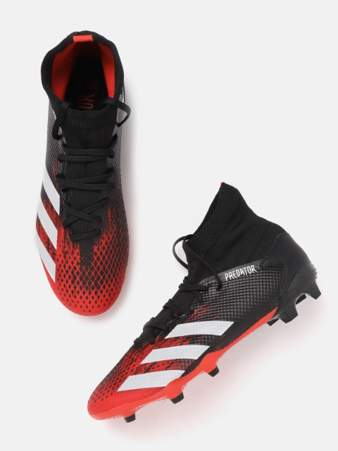 

ADIDAS Men Black & Red Textured Predator 20.3 Firm Ground Mid-Top Soccer Shoes