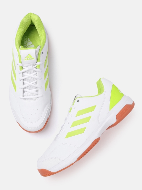 

ADIDAS Men White & Fluorescent Green GUMPTION IND III Tennis Shoes