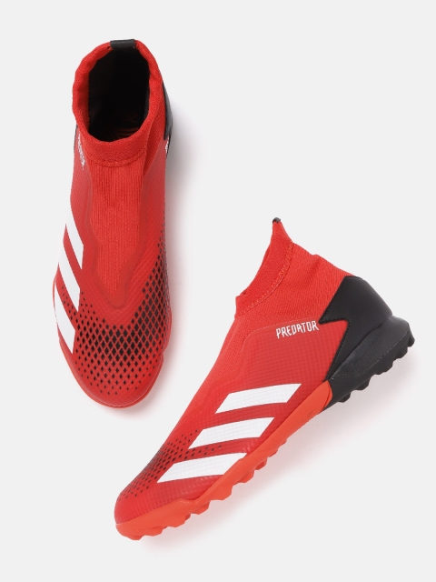 

ADIDAS Men Red & Black Predator 20.3 LL Turf Mid-Top Textured Slip-On Soccer Shoes