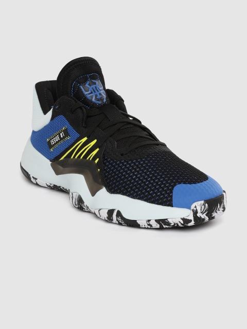 

ADIDAS Men Black & Blue D.O.N. Issue 1 Woven Design Basketball Shoes