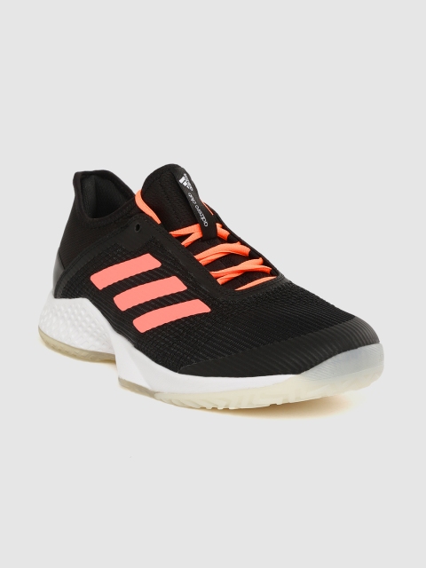 

ADIDAS Men Black Self Striped Adizero Club Tennis Shoes