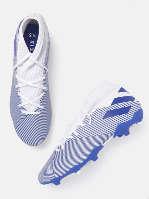 

ADIDAS Men Blue & White NEMEZIZ 19.3 Firm Ground Striped Soccer Shoes