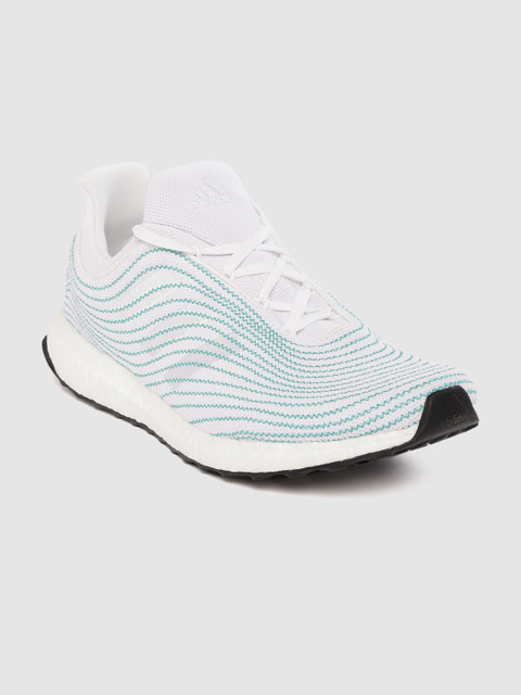 

ADIDAS Men White & Green Woven Design Ultra Boost DNA Parley Running Shoes