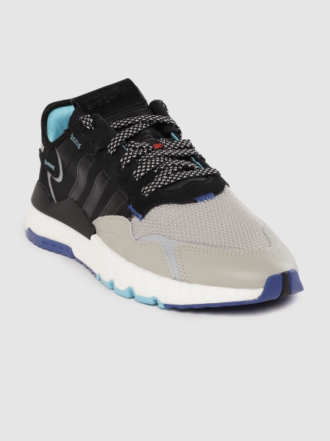 

ADIDAS Originals Men Grey & Black Woven Design Nite Jogger Sneakers