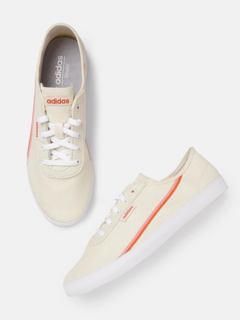

ADIDAS Women Cream-Coloured & Orange Courtflash X Sneakers