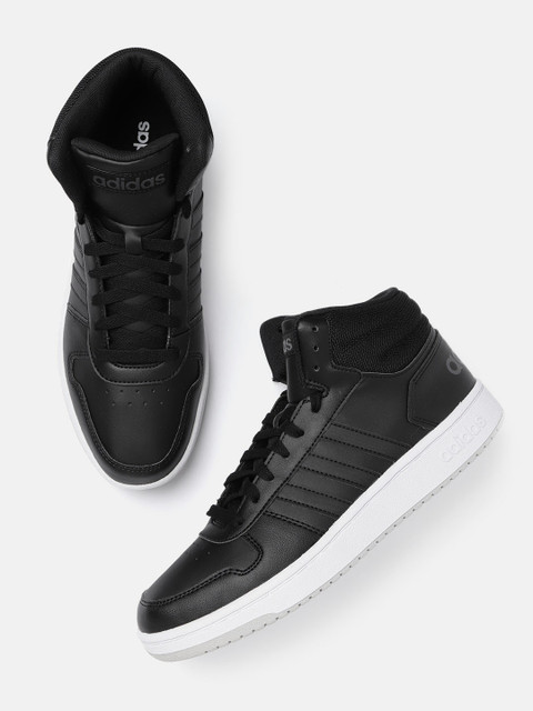

ADIDAS Men Black Hoops 2.0 Mid-Top Solid Sneakers