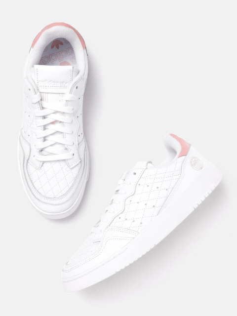 

ADIDAS Originals Women White Leather Super Court Quilted Sneakers