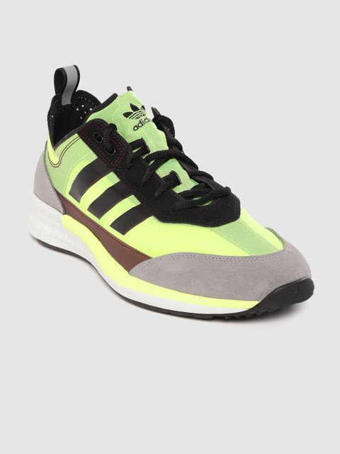 

ADIDAS Originals Men Fluorescent Green & Grey Colourblocked SL 7200 Sneakers