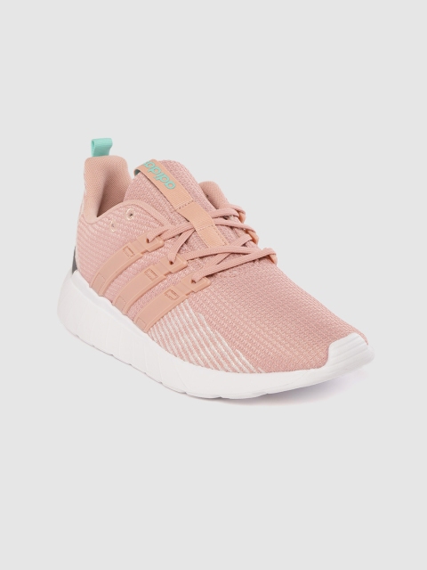 

ADIDAS Women Peach-Coloured & White Questar Flow Woven Design Wide Fit Running Shoes