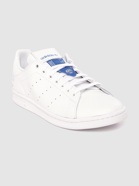 

ADIDAS Originals Men White Solid Leather Stan Smith Sneakers With Perforated Detail