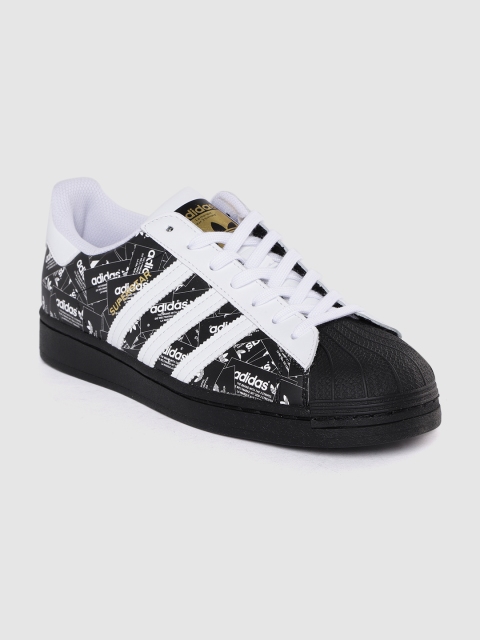 

ADIDAS Originals Men Black & White Brand Logo Printed Leather Superstar Sneakers