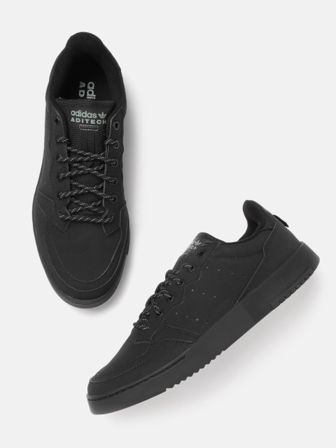 

ADIDAS Originals Men Black Super Court Perforated Detail Sneakers