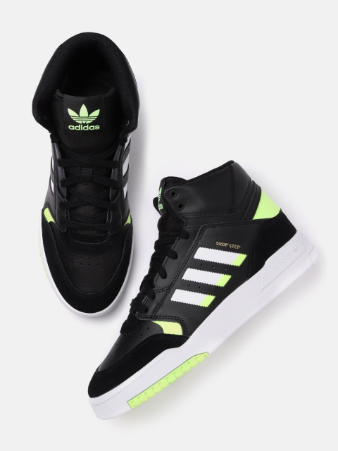 

ADIDAS Originals Men Black & White Drop Step Leather Mid-Top Sneakers