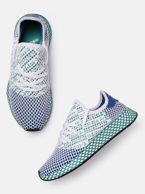 

ADIDAS Originals Men White & Green Deerupt Runner Colourblocked Sneakers