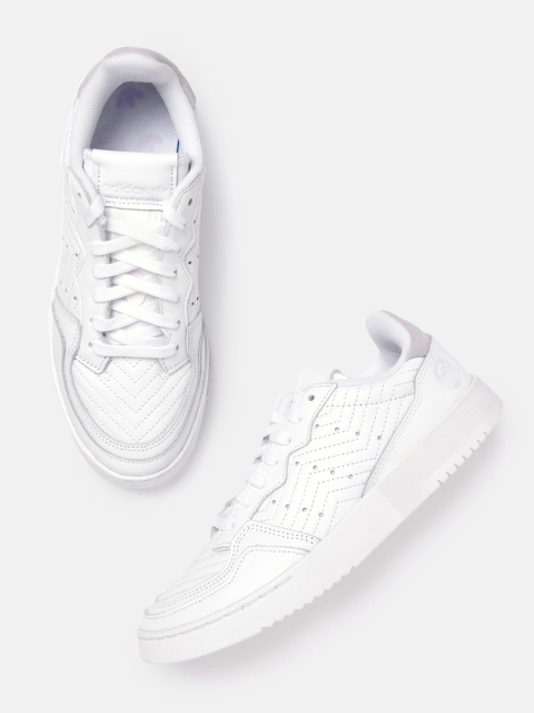 

ADIDAS Originals Women White Leather Super Court Quilted Sneakers