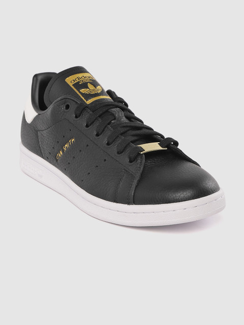 

ADIDAS Originals Men Black Solid Stan Smith Leather Sneakers with Perforated Detail