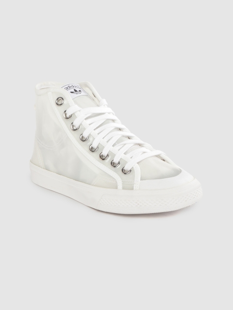 

ADIDAS Originals Women White Sheer Solid Nizza High Mid-Top Sneakers