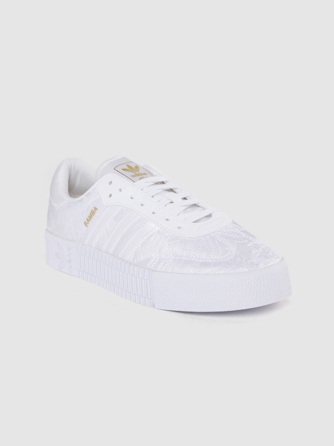 

ADIDAS Originals Women White Woven Design Leather Sambarose Sneakers